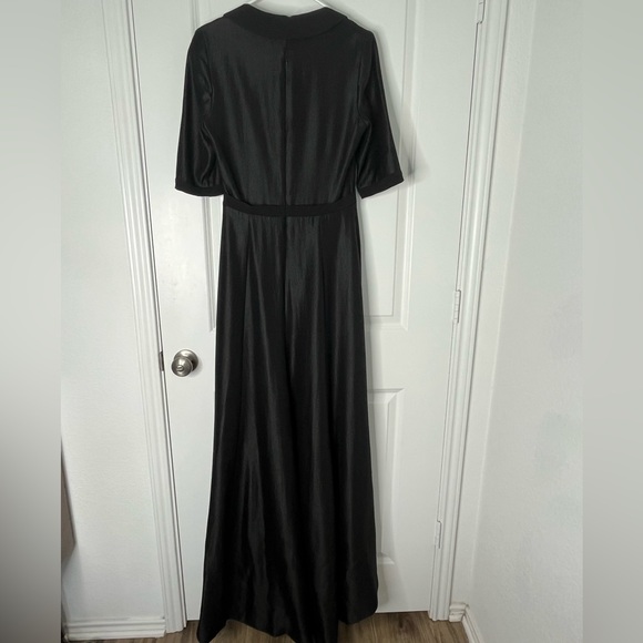 Black Halo Eve Jovine Gown Black Maxi High Low Hem Size 8 - Picture 14 of 16